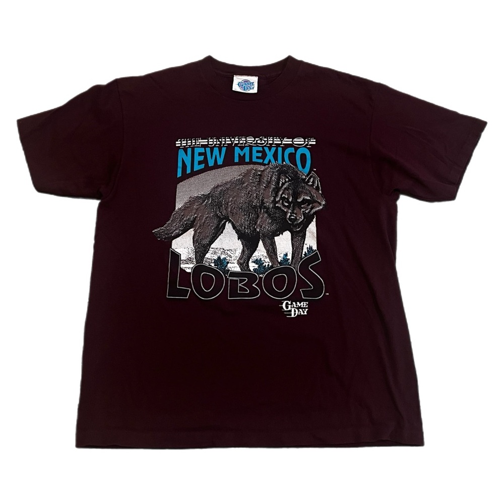 Vintage 90s New Mexico Lobos Burgundy Graphic T-Shirt Made in USA